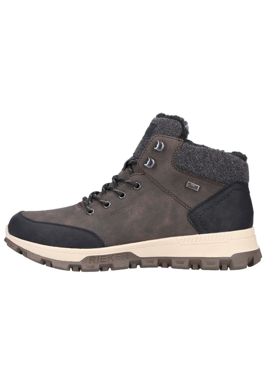 Rieker Stiefelette Lederimitat/Textil Schwarz/Braun