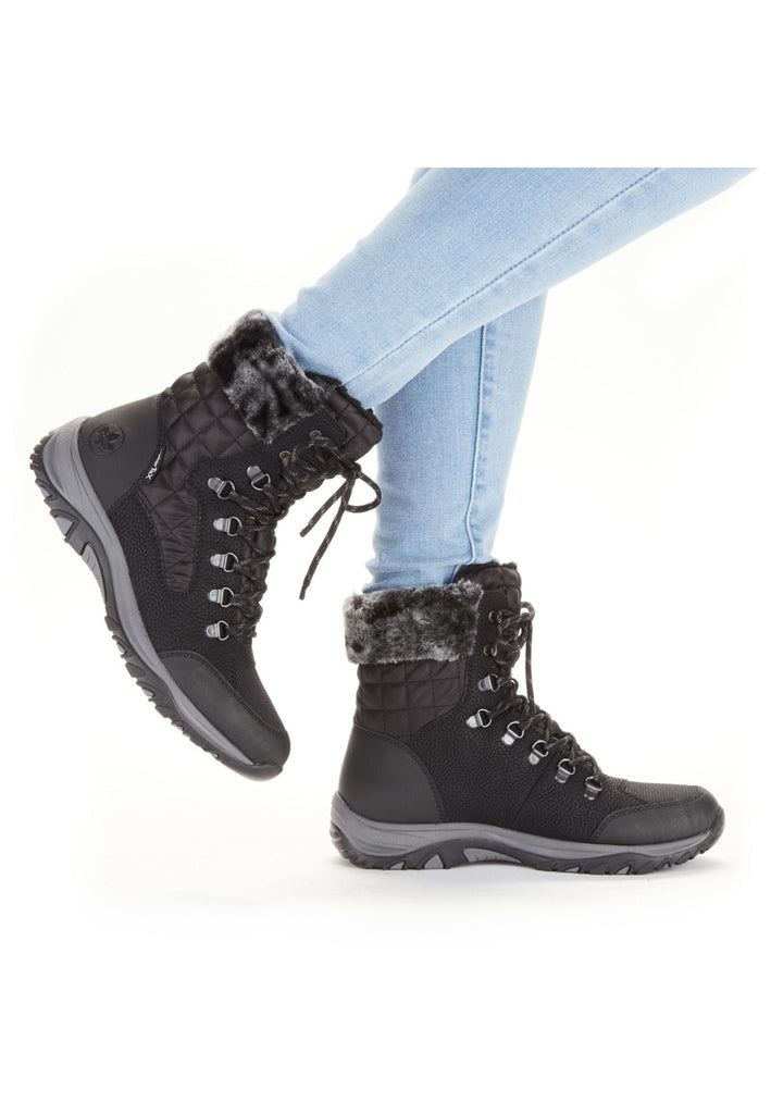 Rieker Stiefelette Lederimitat/Textil Schwarz/Grau