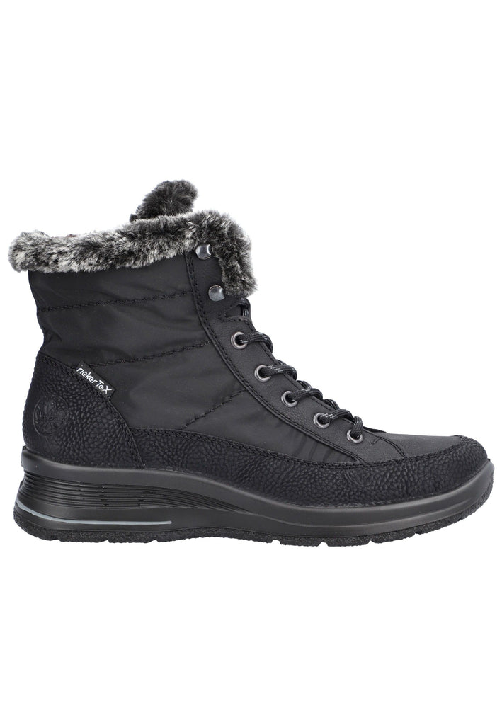 Rieker Stiefelette Lederimitat/Textil Schwarz/grau Warmfutter
