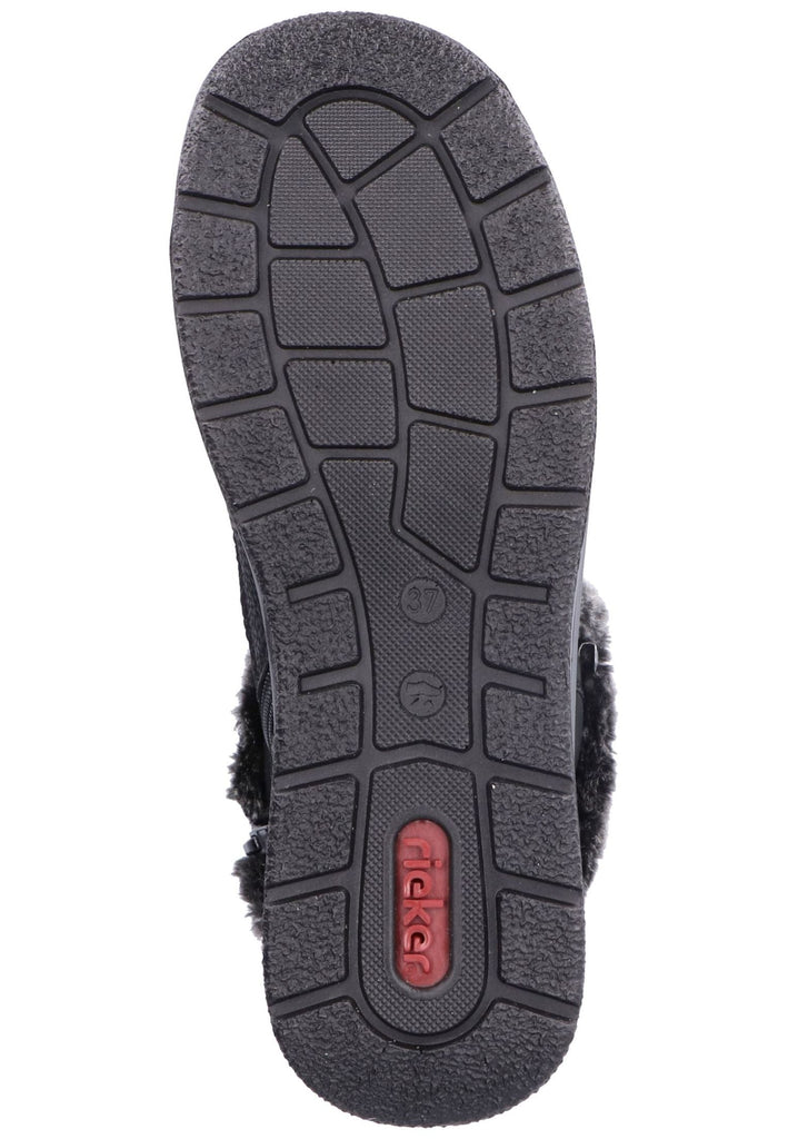 Rieker Stiefelette Lederimitat/Textil Schwarz/grau Warmfutter