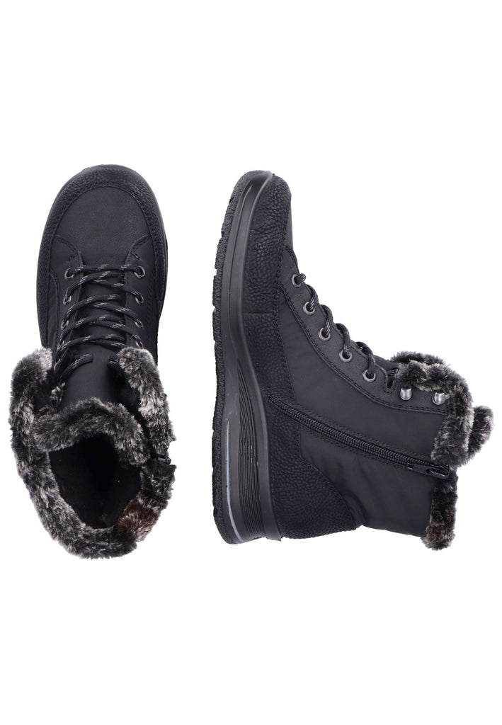 Rieker Stiefelette Lederimitat/Textil Schwarz/grau Warmfutter
