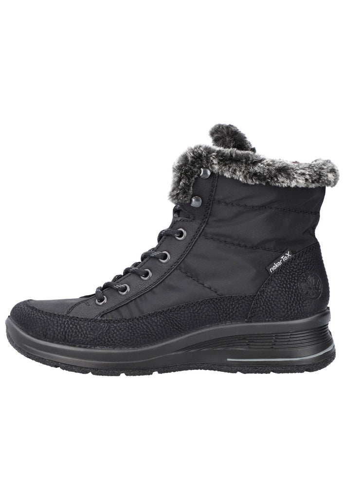 Rieker Stiefelette Lederimitat/Textil Schwarz/grau Warmfutter