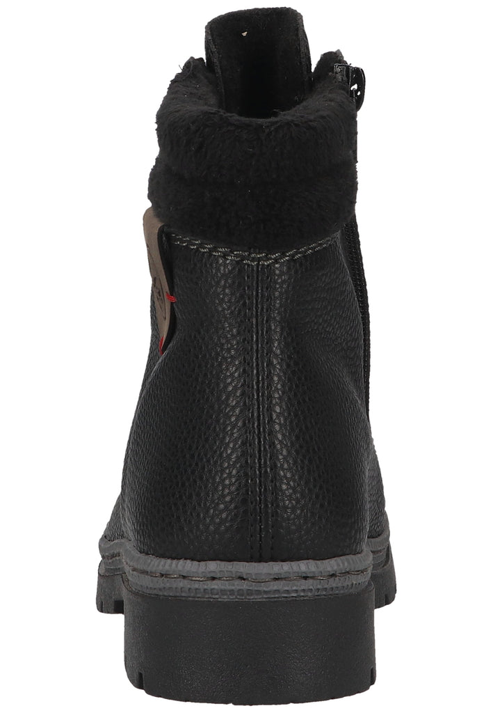 Rieker Stiefelette Lederimitat/Textil Schwarz/grau Warmfutter