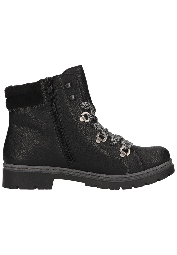 Rieker Stiefelette Lederimitat/Textil Schwarz/grau Warmfutter