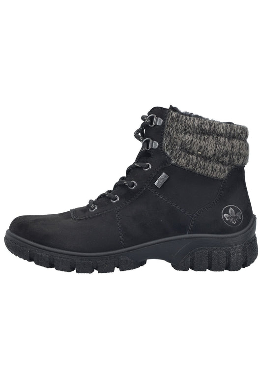 Rieker Stiefelette Lederimitat/Textil Schwarz/Grau Warmfutter