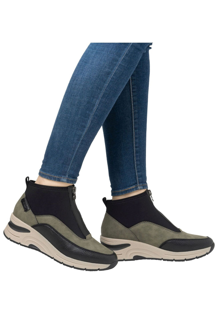 Rieker Stiefelette Lederimitat/Textil Schwarz/Grün