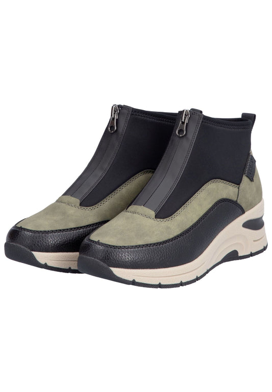 Rieker Stiefelette Lederimitat/Textil Schwarz/Grün