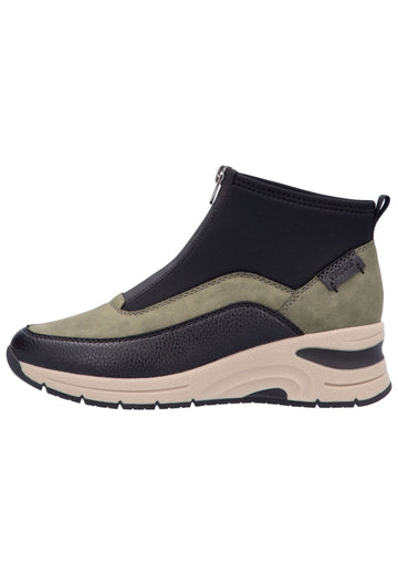 Rieker Stiefelette Lederimitat/Textil Schwarz/Grün