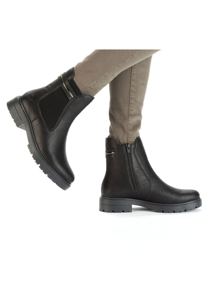 Rieker Stiefelette Lederimitat/Textil Schwarz/Schwarz Warmfutter