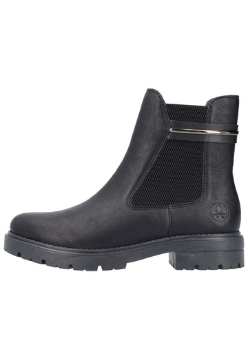 Rieker Stiefelette Lederimitat/Textil Schwarz/Schwarz Warmfutter
