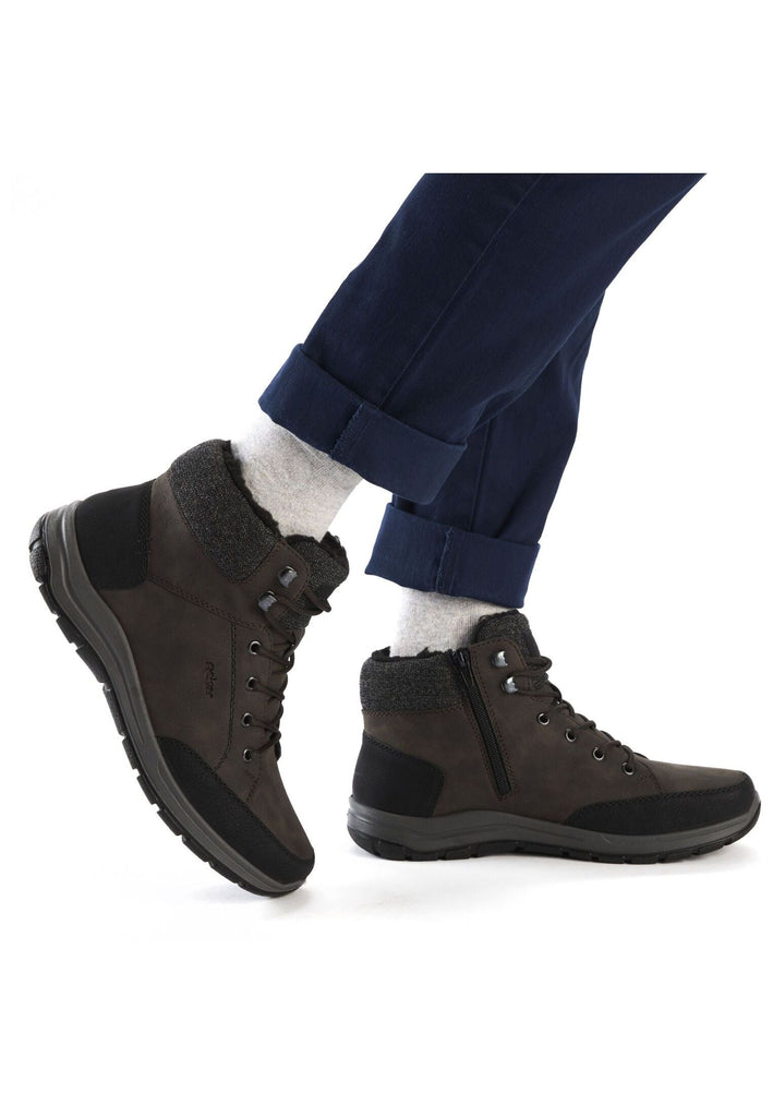 Rieker Stiefelette Lederimitat/Textil Schwarz Warmfutter