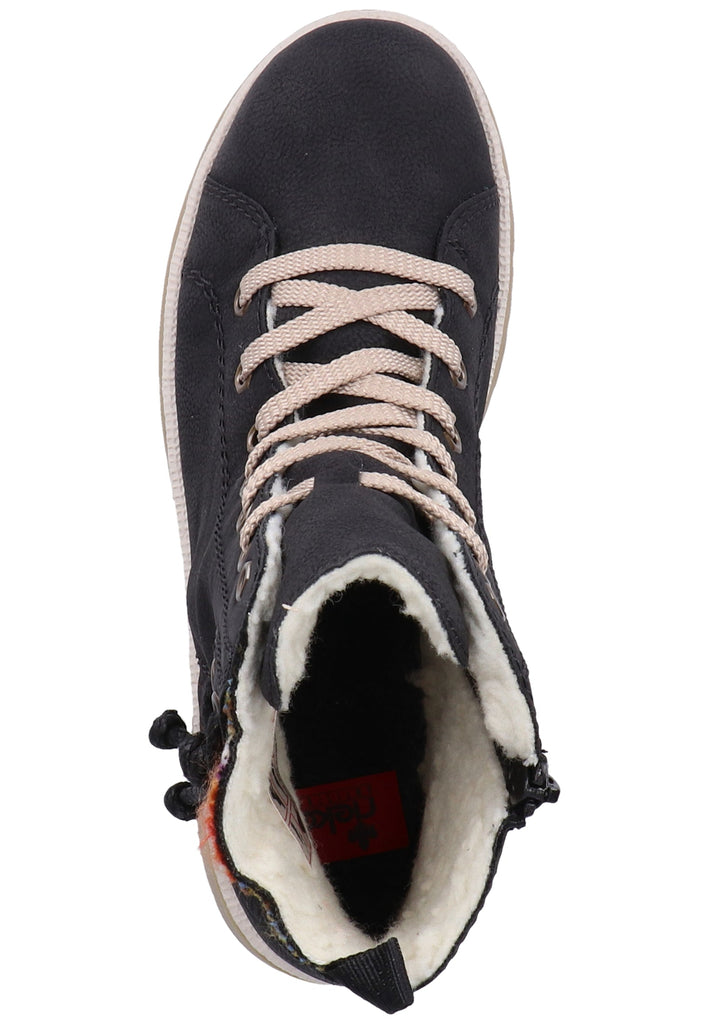 Rieker Stiefelette Lederimitat/Textil Schwarz Warmfutter