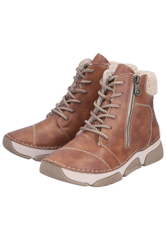 Rieker Stiefelette Lederimitat/Textil Zimt Warmfutter