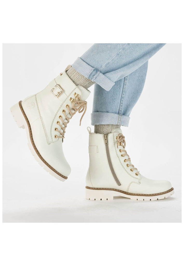 Rieker Stiefelette Lederimitat Weiß