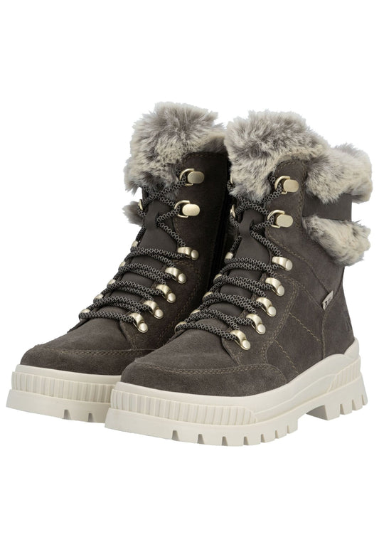 Rieker Stiefelette Veloursleder Smoke Warmfutter