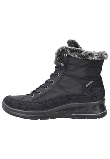 Stiefeletten Rieker Stiefelette Lederimitat/Textil Schwarz/grau Warmfutter