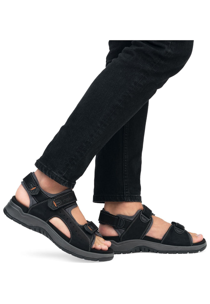 Rieker Wanderschuhe Leder/Textil Schwarz/Grau