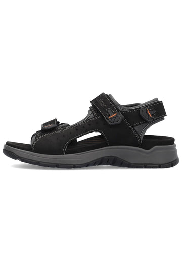 Rieker Wanderschuhe Leder/Textil Schwarz/Grau