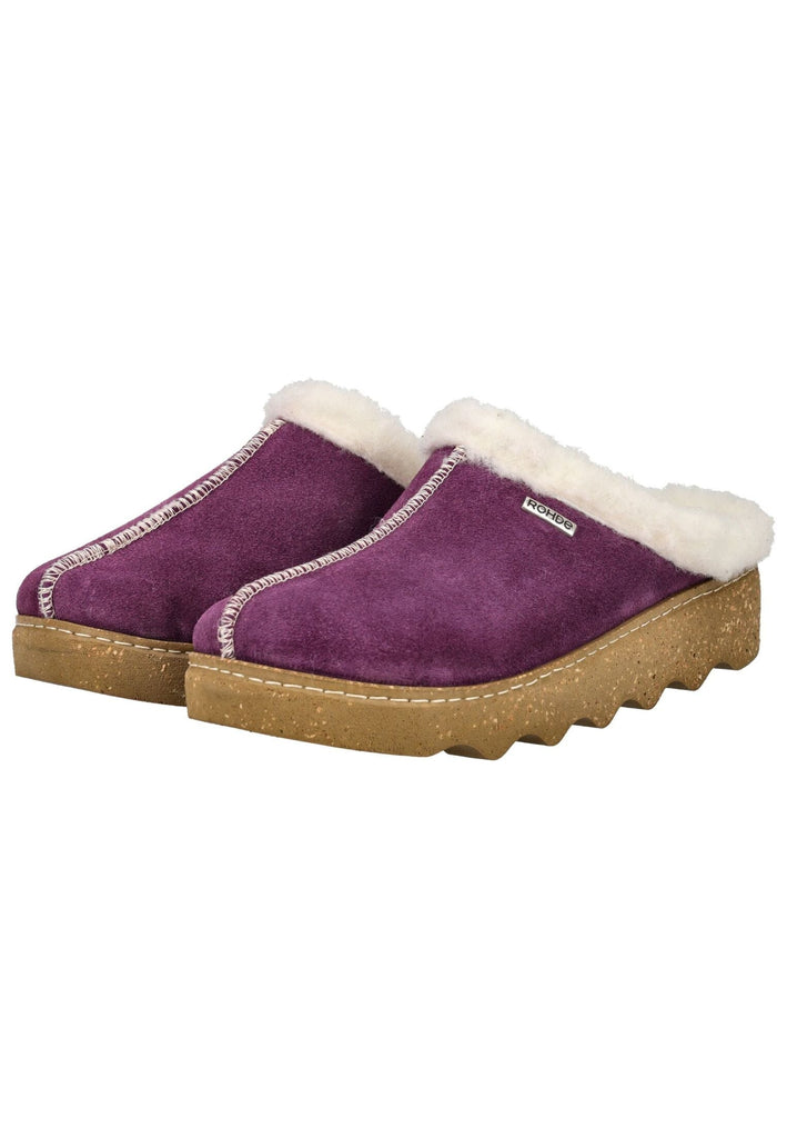 Rohde Hausschuhe Veloursleder Violett Warmfutter