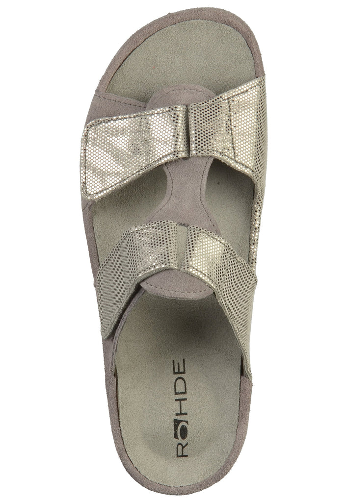 Rohde Pantoletten Leder Grau