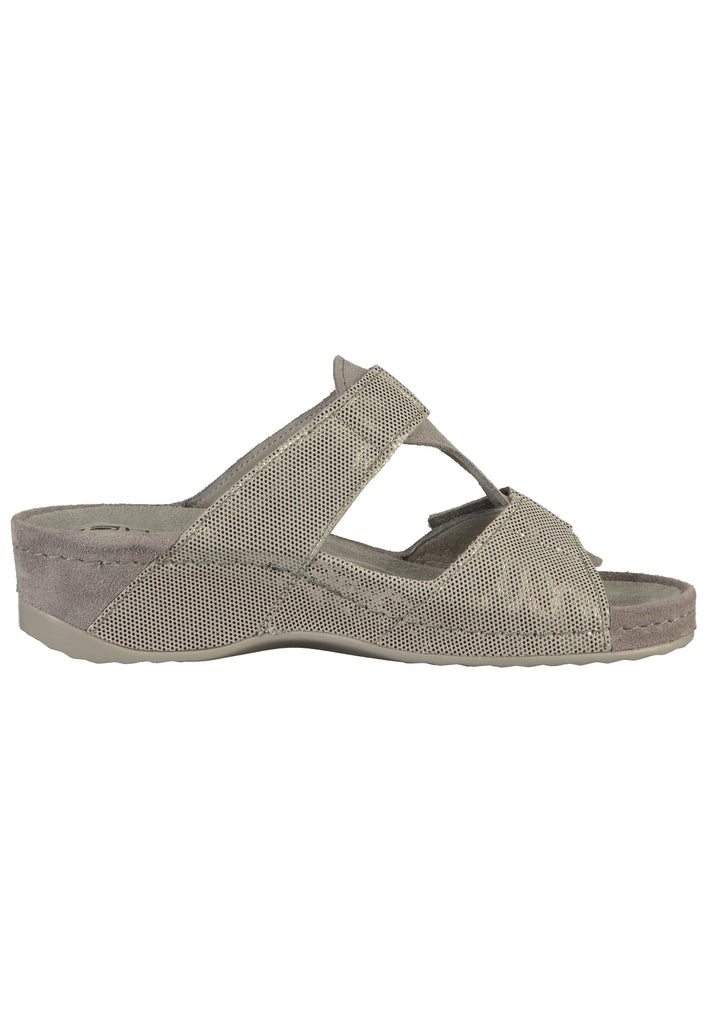 Rohde Pantoletten Leder Grau