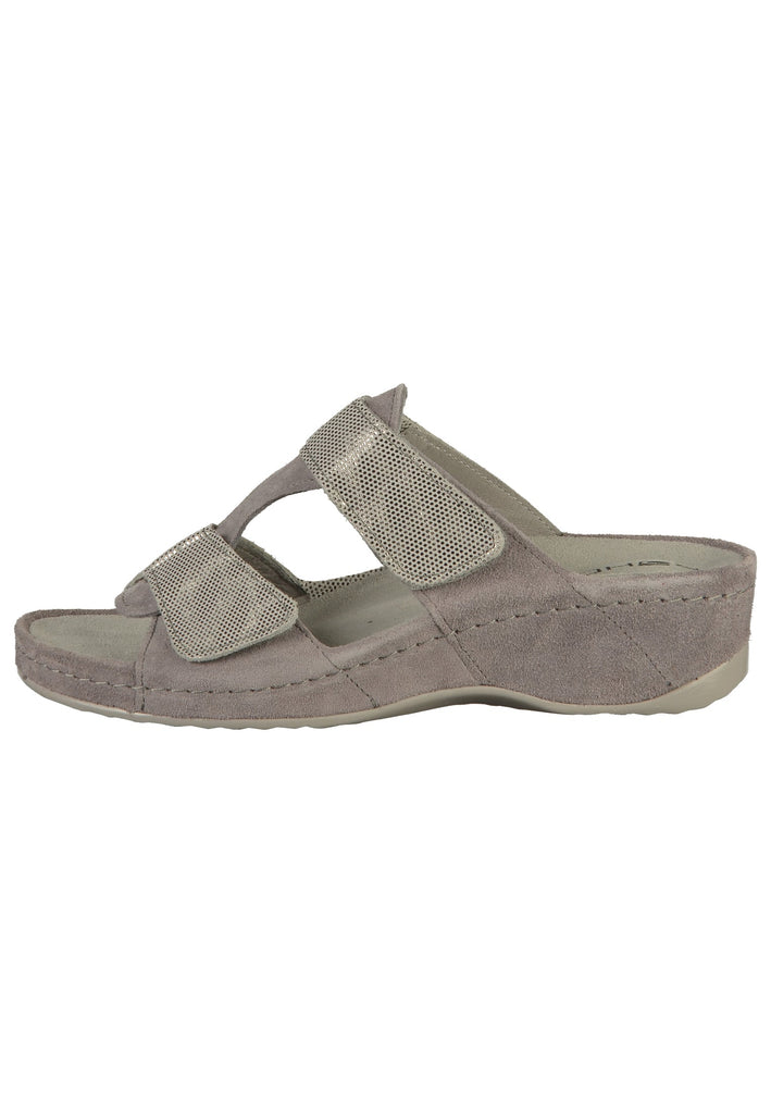 Rohde Pantoletten Leder Grau