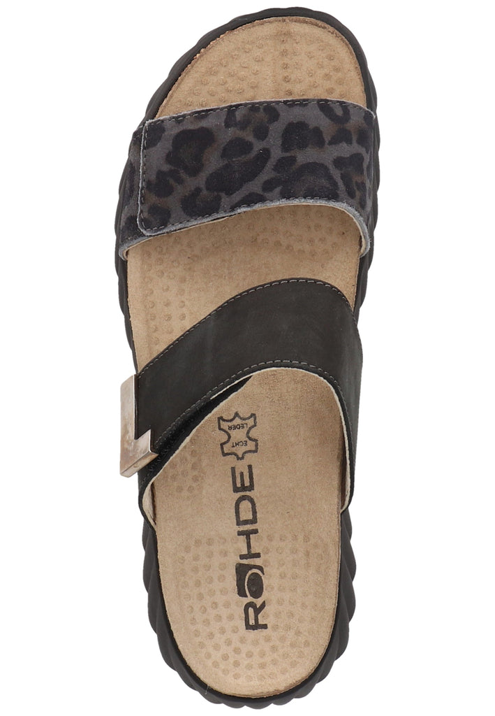 Rohde Pantoletten Leder Schwarz