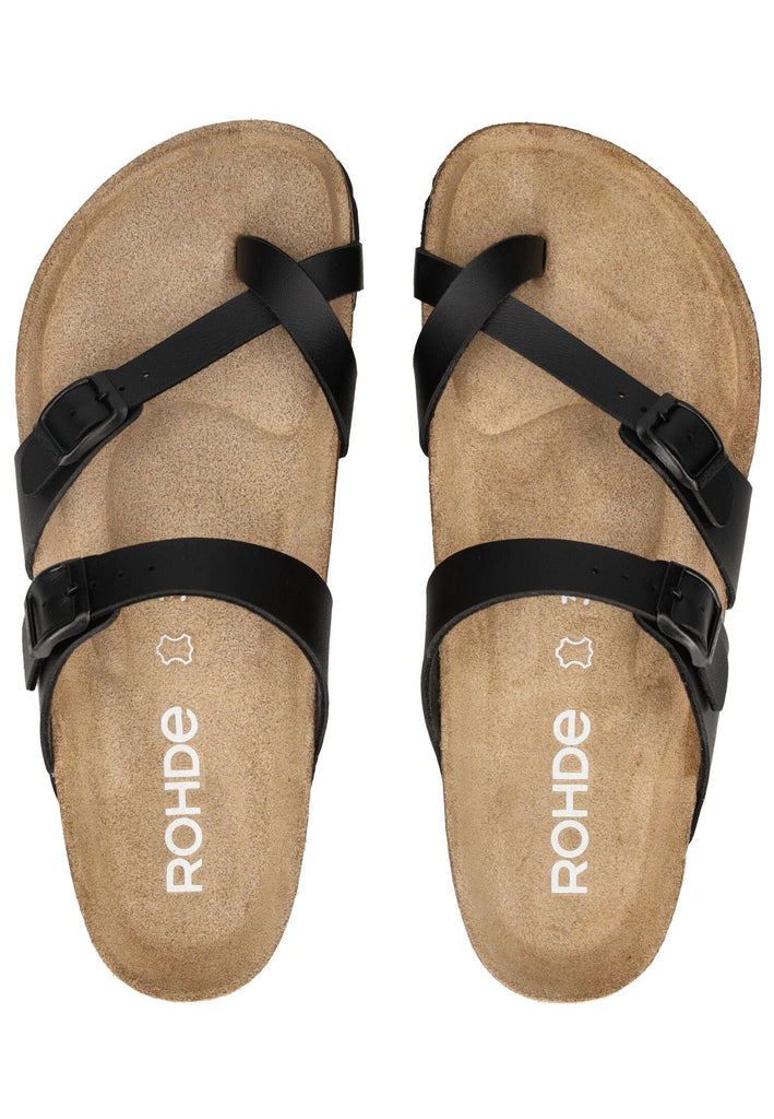 Rohde Pantoletten Lederimitat Schwarz