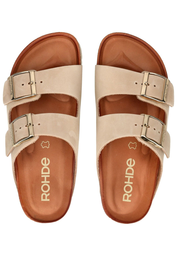 Rohde Pantoletten Nubukleder Beige