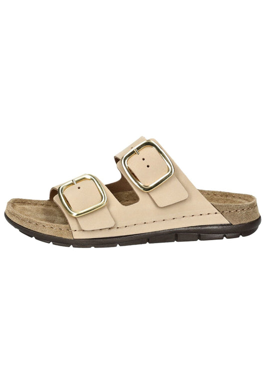 Rohde Pantoletten Nubukleder Beige