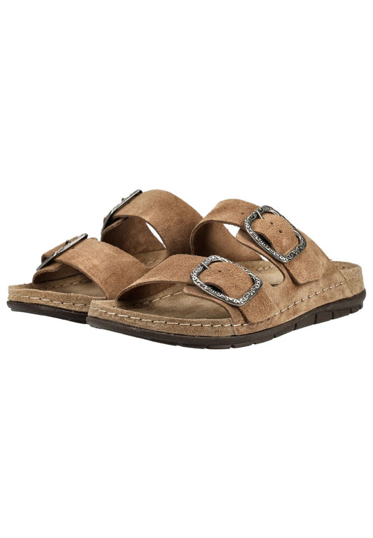 Rohde Pantoletten Nubukleder Camel