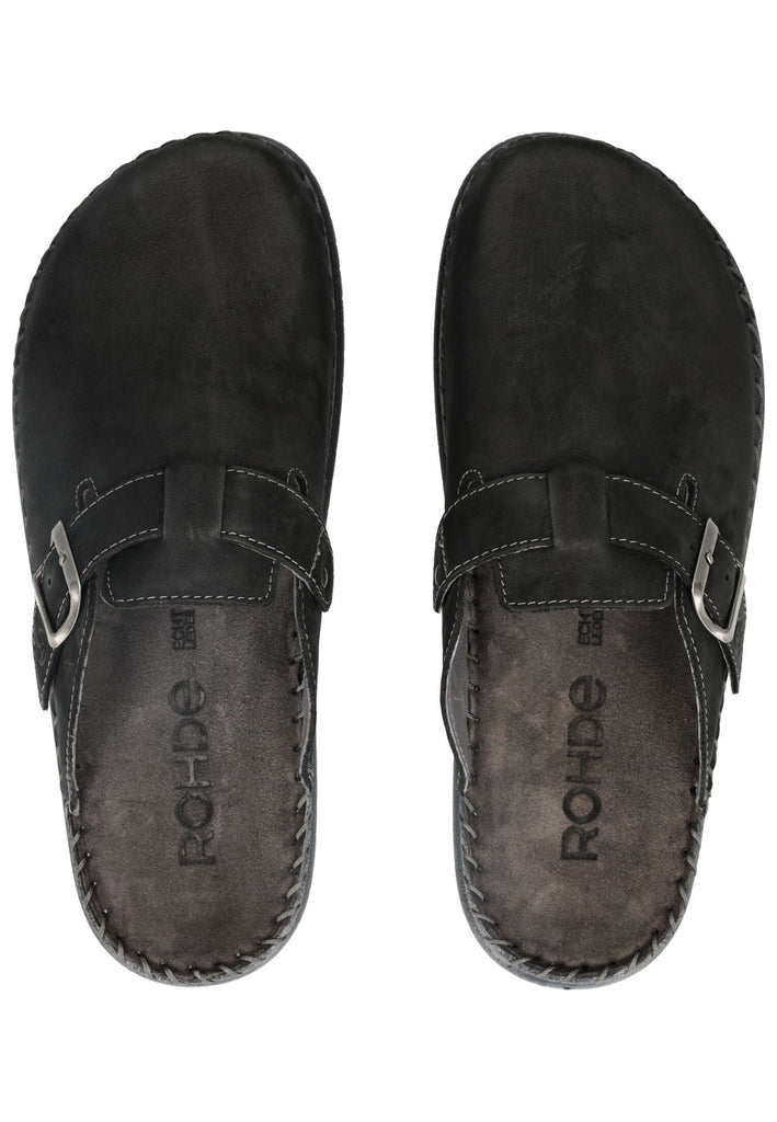 Rohde Pantoletten Nubukleder Schwarz