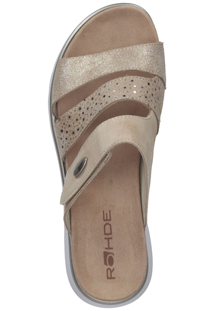 Rohde Pantoletten Veloursleder Beige