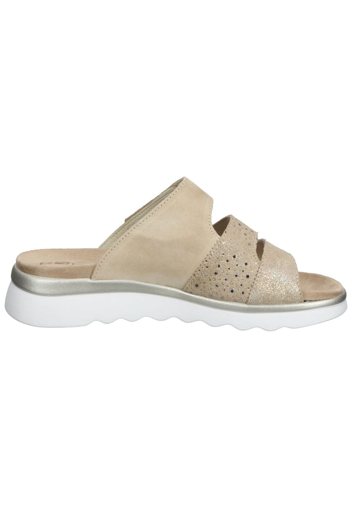 Rohde Pantoletten Veloursleder Beige