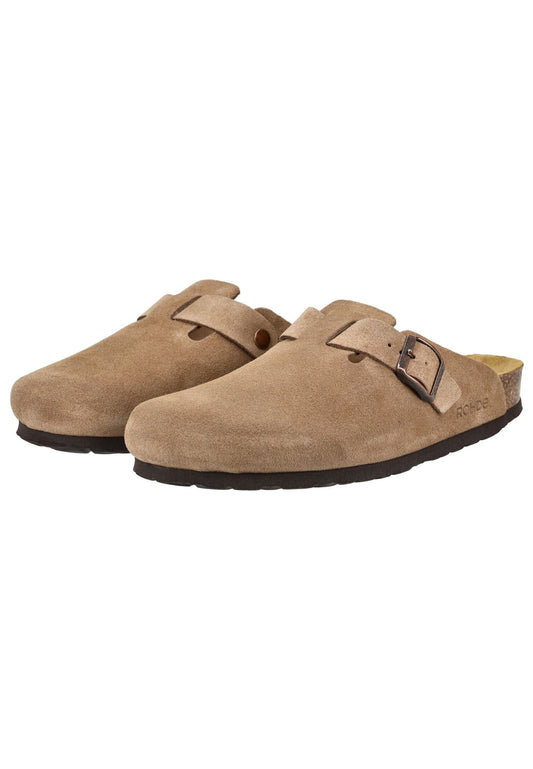 Rohde Pantoletten Veloursleder Camel