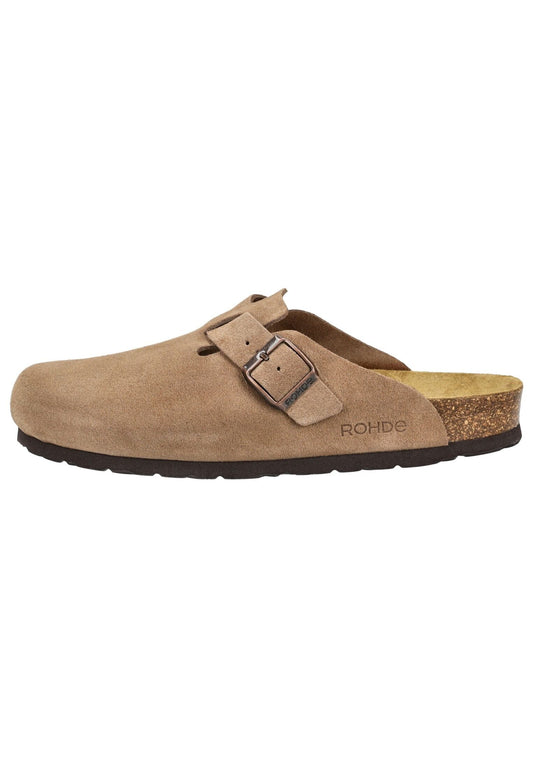 Rohde Pantoletten Veloursleder Camel