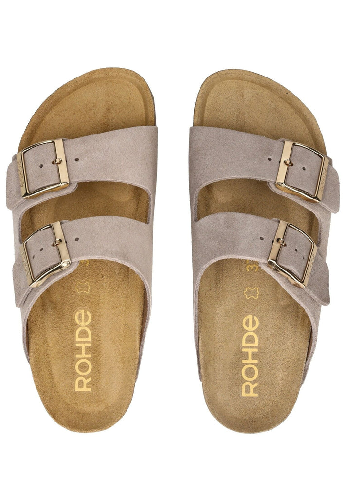 Rohde Pantoletten Veloursleder Leinen