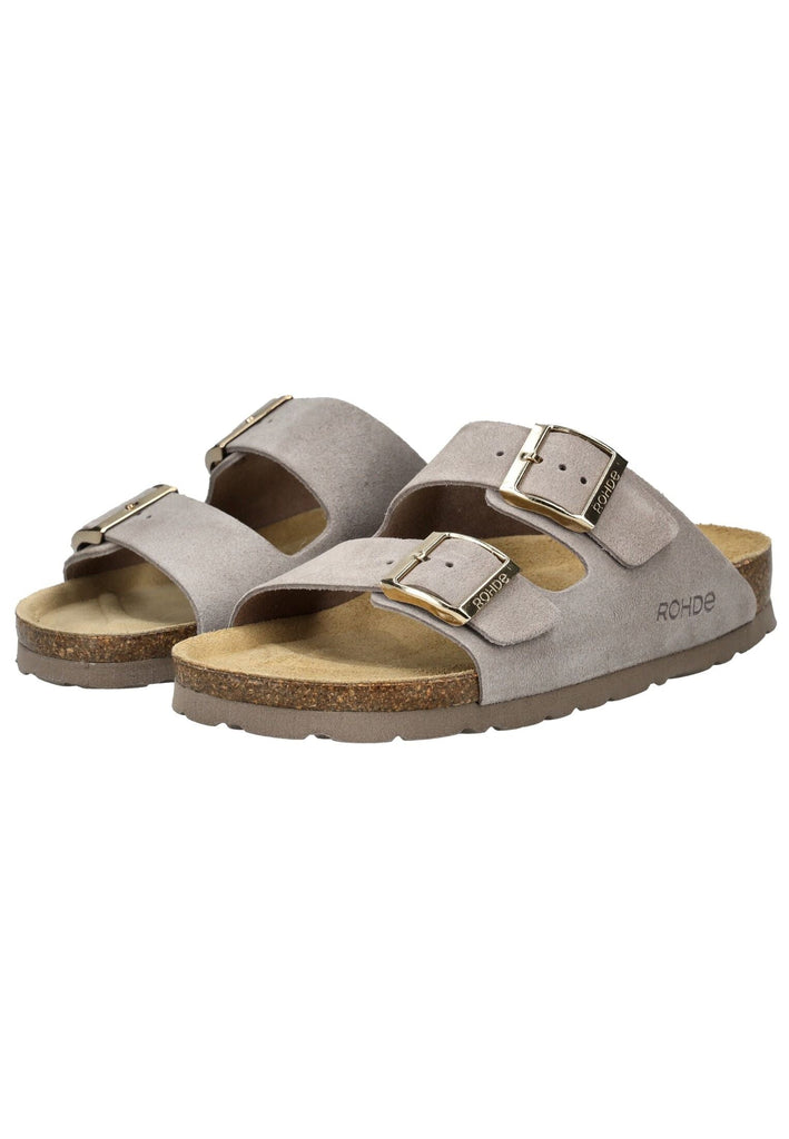 Rohde Pantoletten Veloursleder Leinen