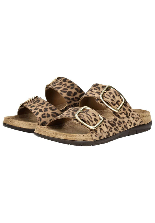 Rohde Pantoletten Veloursleder Leopard