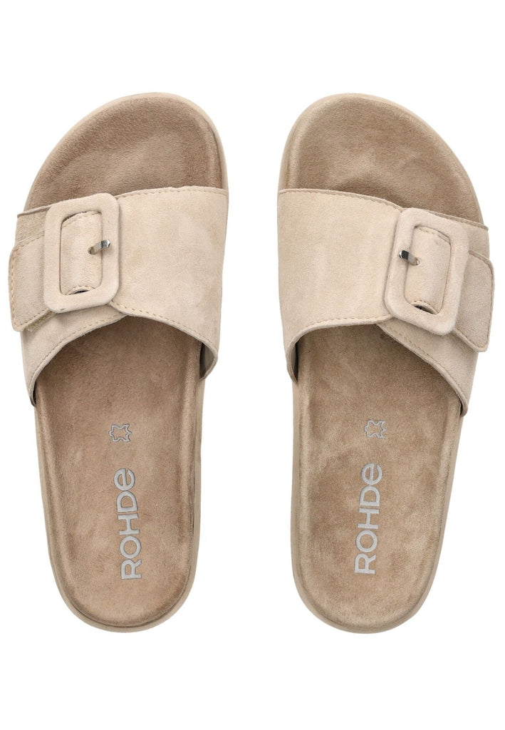 Rohde Pantoletten Veloursleder Natur