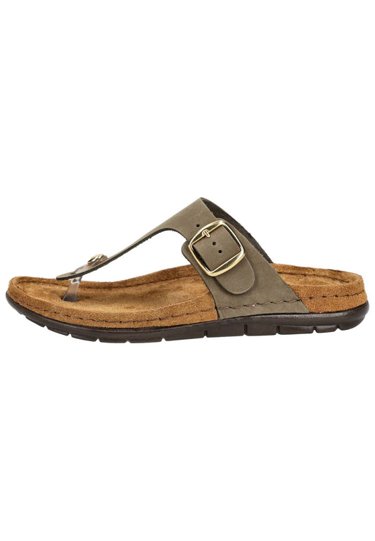 Rohde Pantoletten Veloursleder Olive