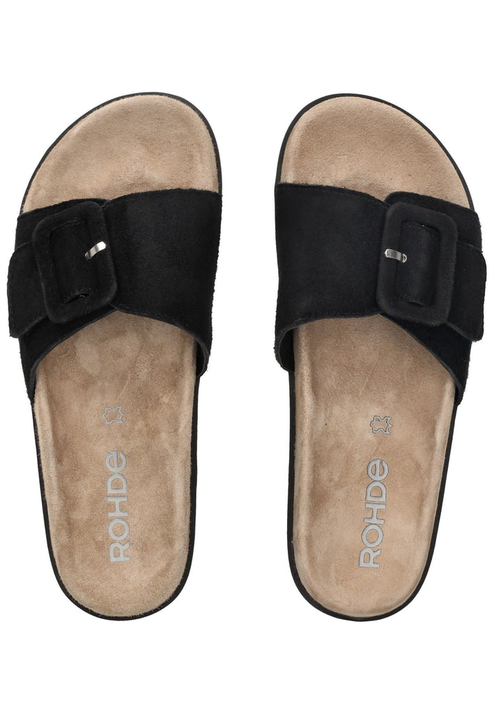 Rohde Pantoletten Veloursleder Schwarz