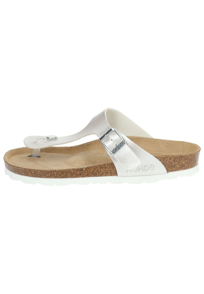 Sandalen Rohde Zehensteg Lederimitat Weiß