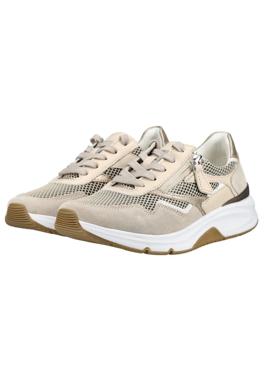 rollingsoft Sneaker Veloursleder/Mesh Beige/Weiß
