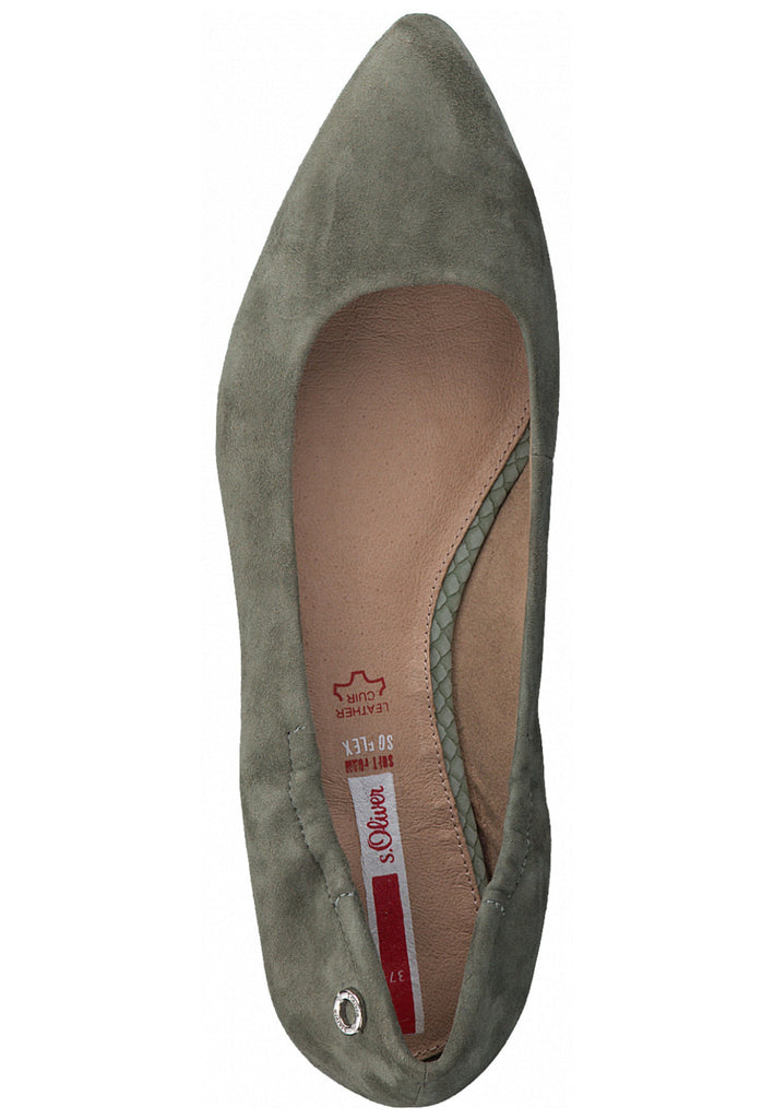 s.Oliver Ballerinas Leder Dunkelgrün