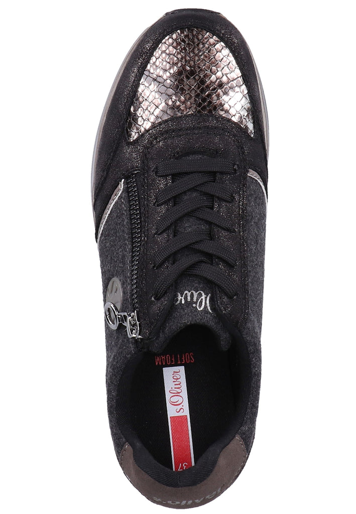 s.Oliver Halbschuhe Leder/Textil Schwarz