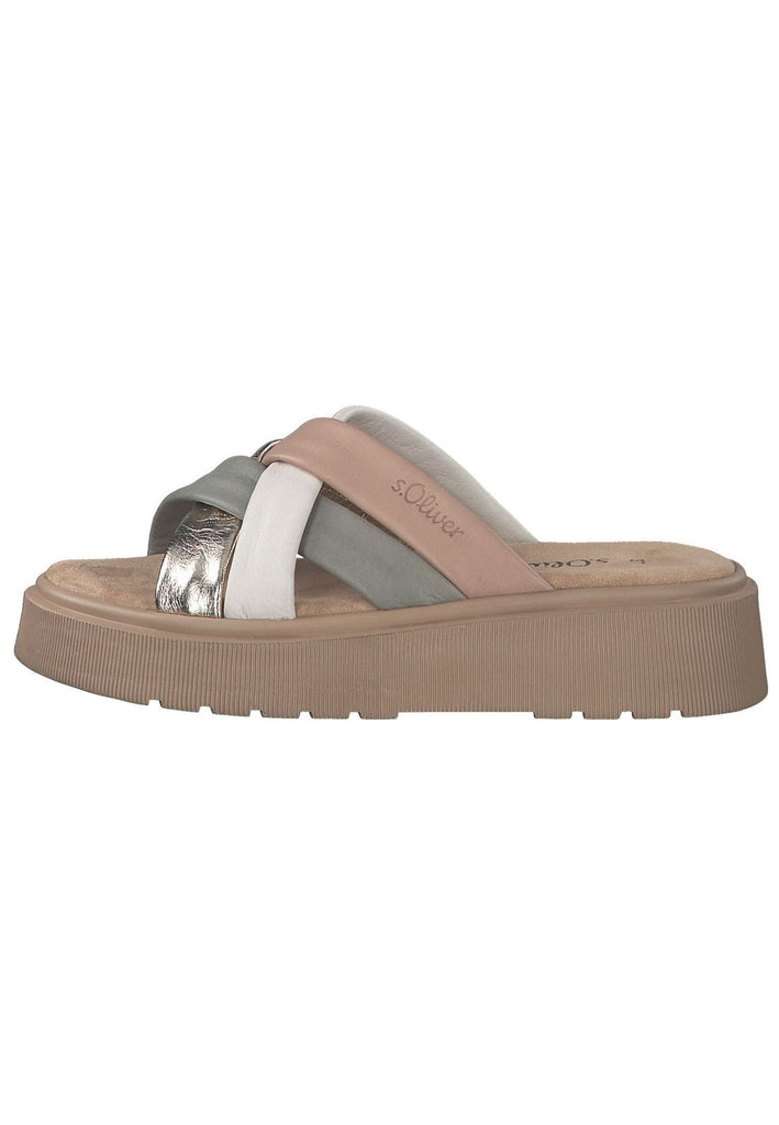 s.Oliver Pantoletten Leder Beige/Grün