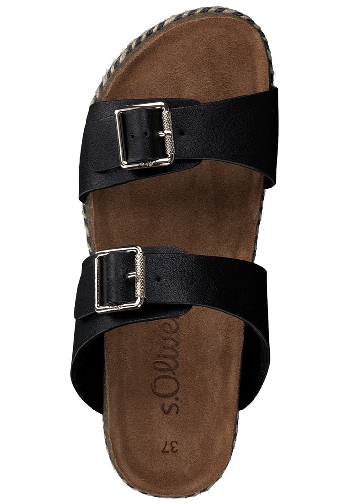 s.Oliver Pantoletten Lederimitat Schwarz