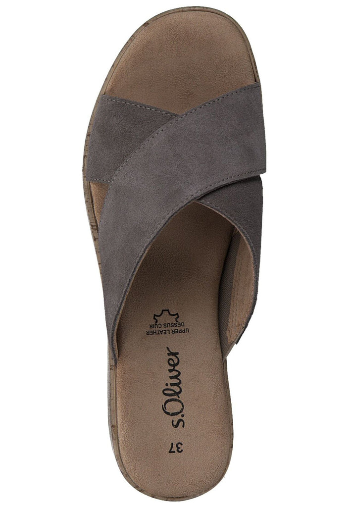 s.Oliver Pantoletten Veloursleder Taupe