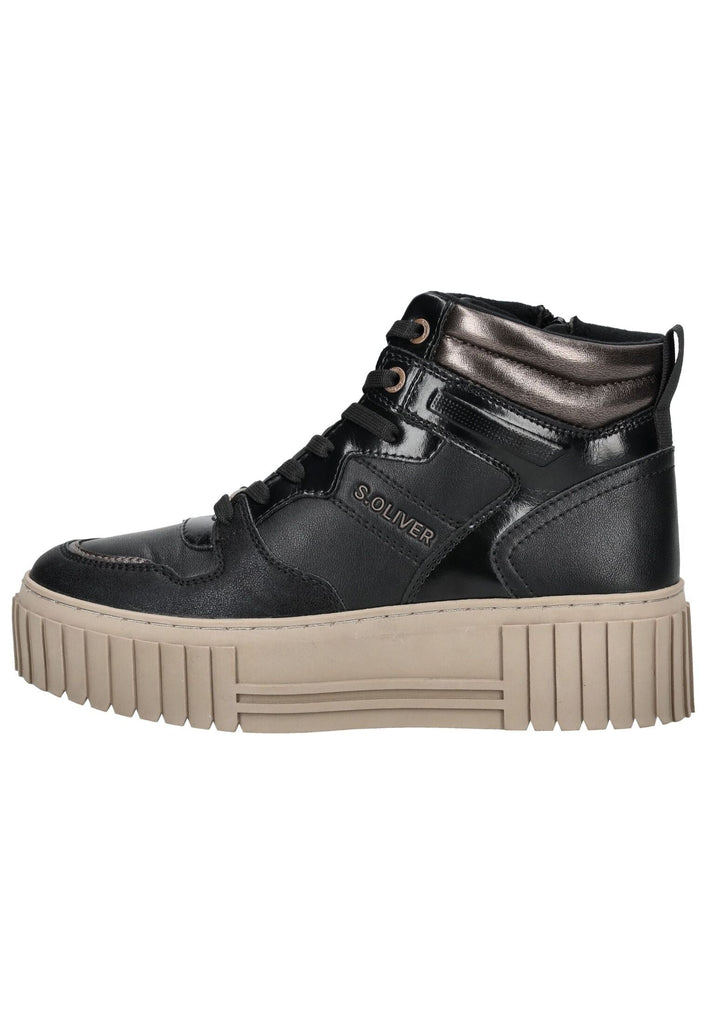 Sneaker s.Oliver Sneaker Lederimitat Schwarz Kombi